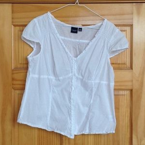 Summer white cap sleeve blouse,  Lg.